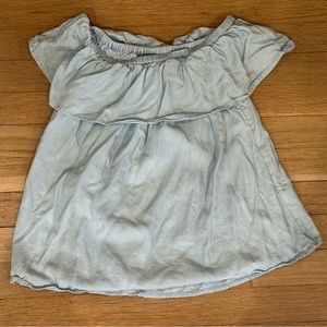 Old Navy Chambray Blue Ruffle Off Shoulder Top XS